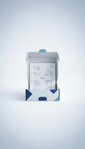 Product box with instruction insert opened